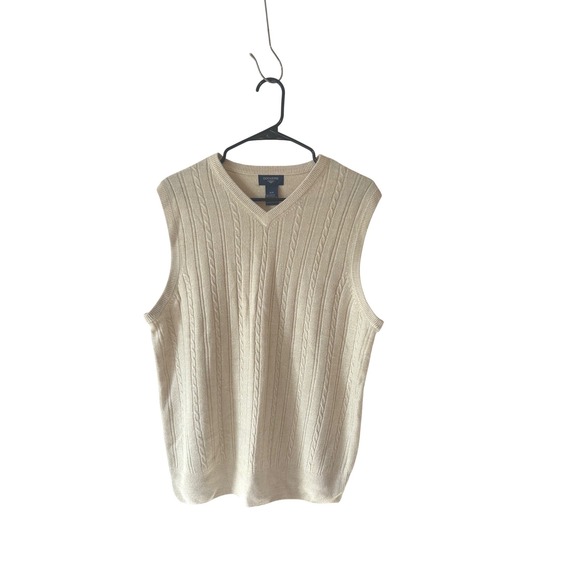 Dockers Other - DOCKERS Mens V Neck Cable Knit Sweater Vest M Beige Acrylic Sleeveless